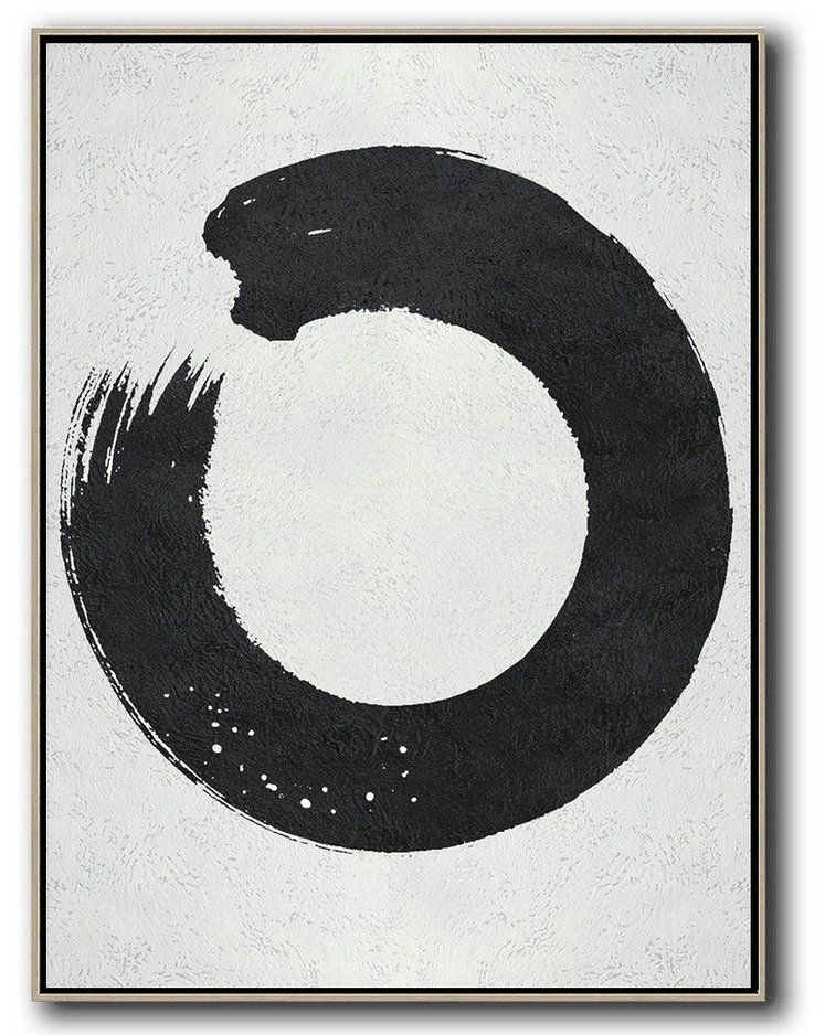 Large Abstract Wall Art,Black And White Minimalist Painting On Canvas - Hand Painted Acrylic Painting